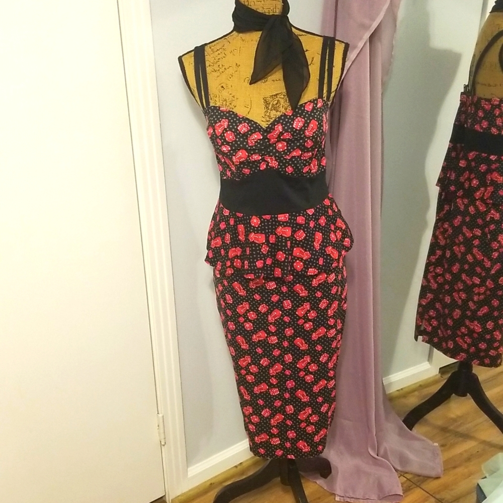 Pinup Dice Peplum Dress